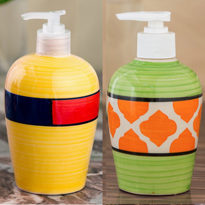 

Sforzi Ceramic soap dispenser combo 700 ml Lotion, Shampoo, Soap Dispenser(Multicolor)