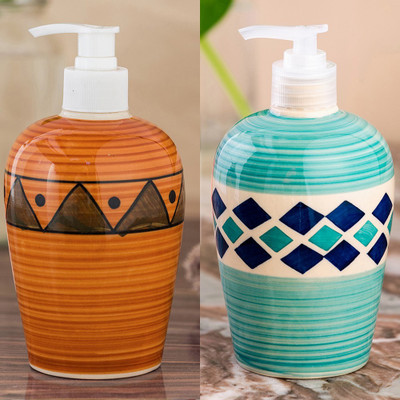 

Sforzi Ceramic soap dispenser combo 450 ml Lotion, Shampoo, Soap Dispenser(Multicolor)