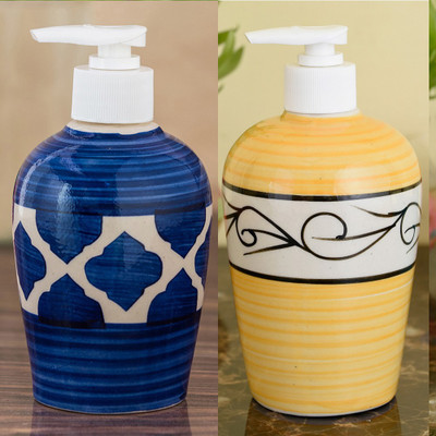 

Sforzi Ceramic soap dispenser combo 700 ml Lotion, Shampoo, Soap Dispenser(Multicolor)