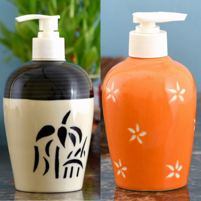 

Sforzi Ceramic soap dispenser combo 700 ml Lotion, Shampoo, Soap Dispenser(Multicolor)