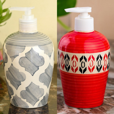 

Sforzi Ceramic soap dispenser combo 450 ml Lotion, Shampoo, Soap Dispenser(Multicolor)