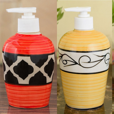 

Sforzi Ceramic soap dispenser combo 700 ml Lotion, Shampoo, Soap Dispenser(Multicolor)