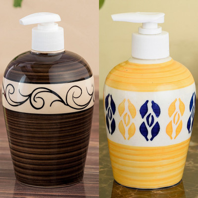 

Sforzi Ceramic soap dispenser combo 700 ml Lotion, Shampoo, Soap Dispenser(Multicolor)