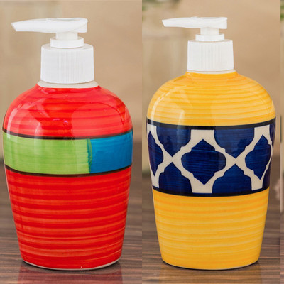 

Sforzi Ceramic soap dispenser combo 700 ml Lotion, Shampoo, Soap Dispenser(Multicolor)