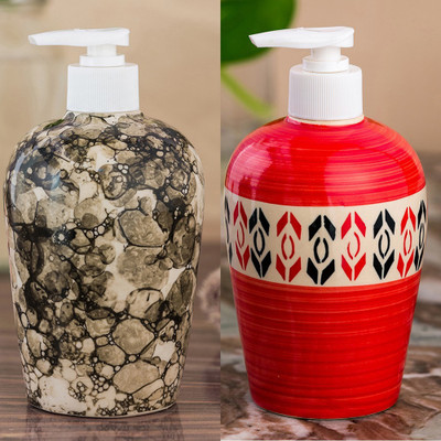 

Sforzi Ceramic soap dispenser combo 450 ml Lotion, Shampoo, Soap Dispenser(Multicolor)