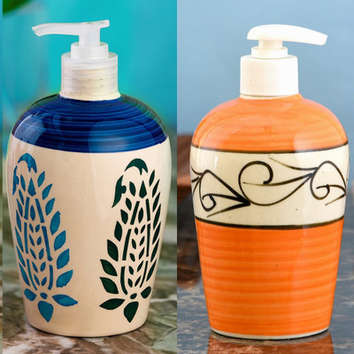 

Sforzi Ceramic soap dispenser combo 450 ml Lotion, Shampoo, Soap Dispenser(Multicolor)