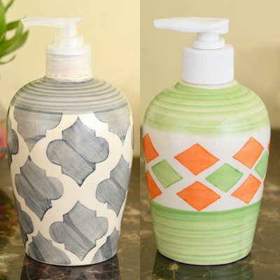 

Sforzi Ceramic soap dispenser combo 700 ml Lotion, Shampoo, Soap Dispenser(Multicolor)