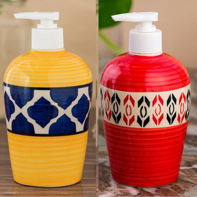

Sforzi Ceramic soap dispenser combo 450 ml Lotion, Shampoo, Soap Dispenser(Multicolor)