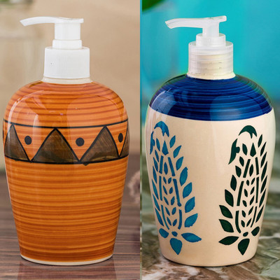 

Sforzi Ceramic soap dispenser combo 450 ml Lotion, Shampoo, Soap Dispenser(Multicolor)
