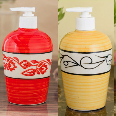 

Sforzi Ceramic soap dispenser combo 700 ml Lotion, Shampoo, Soap Dispenser(Multicolor)