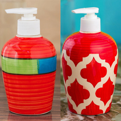 

Sforzi Ceramic soap dispenser combo 700 ml Lotion, Shampoo, Soap Dispenser(Multicolor)