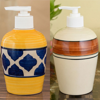

Sforzi Ceramic soap dispenser combo 700 ml Lotion, Shampoo, Soap Dispenser(Multicolor)