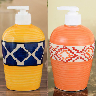

Sforzi Ceramic soap dispenser combo 450 ml Lotion, Shampoo, Soap Dispenser(Multicolor)
