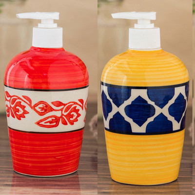 

Sforzi Ceramic soap dispenser combo 700 ml Lotion, Shampoo, Soap Dispenser(Multicolor)
