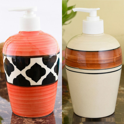 

Sforzi Ceramic soap dispenser combo 450 ml Lotion, Shampoo, Soap Dispenser(Multicolor)