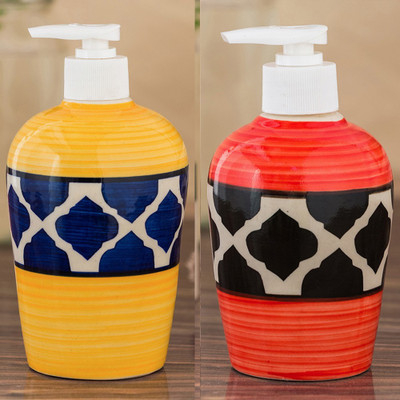 

Sforzi Ceramic soap dispenser combo 700 ml Lotion, Shampoo, Soap Dispenser(Multicolor)