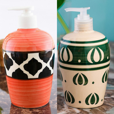 

Sforzi Ceramic soap dispenser combo 450 ml Lotion, Shampoo, Soap Dispenser(Multicolor)