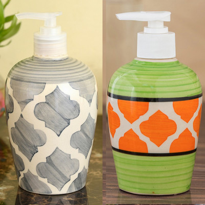 

Sforzi Ceramic soap dispenser combo 700 ml Lotion, Shampoo, Soap Dispenser(Multicolor)