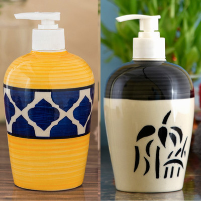 

Sforzi Ceramic soap dispenser combo 450 ml Lotion, Shampoo, Soap Dispenser(Multicolor)
