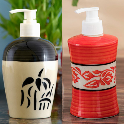 

Sforzi Ceramic soap dispenser combo 700 ml Lotion, Shampoo, Soap Dispenser(Multicolor)