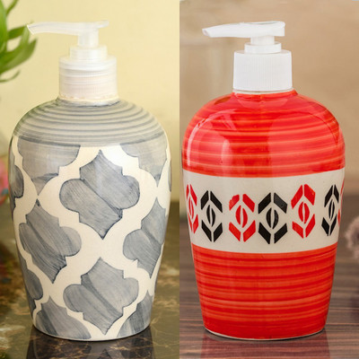 

Sforzi Ceramic soap dispenser combo 450 ml Lotion, Shampoo, Soap Dispenser(Multicolor)