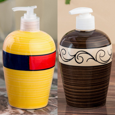 

Sforzi Ceramic soap dispenser combo 450 ml Lotion, Shampoo, Soap Dispenser(Multicolor)