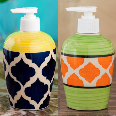 

Sforzi Ceramic soap dispenser combo 700 ml Lotion, Shampoo, Soap Dispenser(Multicolor)