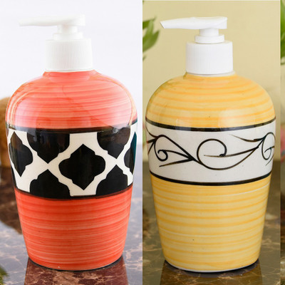 

Sforzi Ceramic soap dispenser combo 450 ml Lotion, Shampoo, Soap Dispenser(Multicolor)