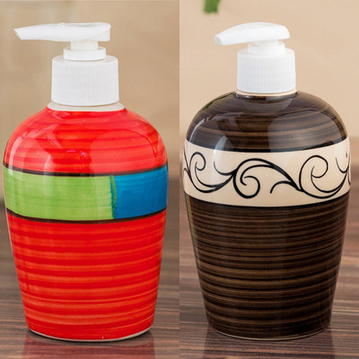 

Sforzi Ceramic soap dispenser combo 700 ml Lotion, Shampoo, Soap Dispenser(Multicolor)