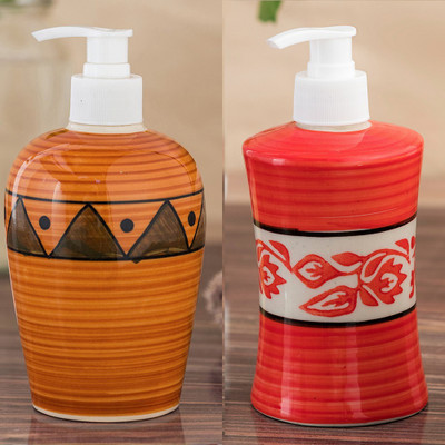 

Sforzi Ceramic soap dispenser combo 700 ml Lotion, Shampoo, Soap Dispenser(Multicolor)