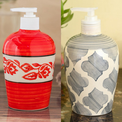 

Sforzi Ceramic soap dispenser combo 700 ml Lotion, Shampoo, Soap Dispenser(Multicolor)