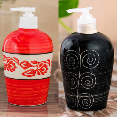 

Sforzi Ceramic soap dispenser combo 700 ml Lotion, Shampoo, Soap Dispenser(Multicolor)