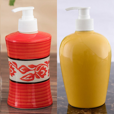 

Sforzi Ceramic soap dispenser combo 700 ml Lotion, Shampoo, Soap Dispenser(Multicolor)