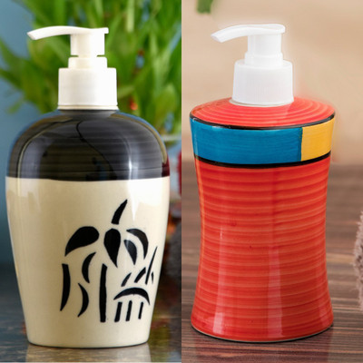 

Sforzi Ceramic soap dispenser combo 700 ml Lotion, Shampoo, Soap Dispenser(Multicolor)