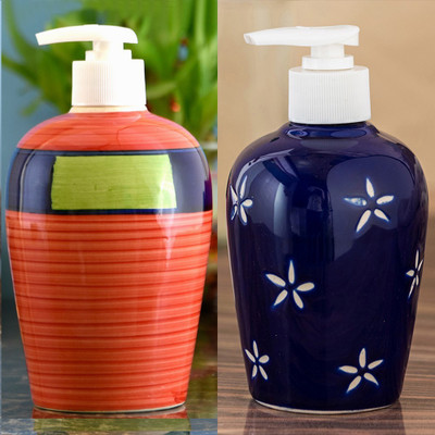 

Sforzi Ceramic soap dispenser combo 700 ml Lotion, Shampoo, Soap Dispenser(Multicolor)