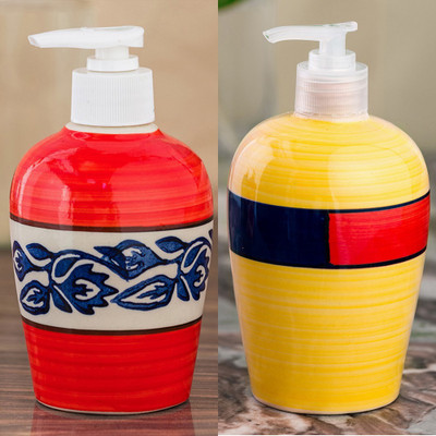 

Sforzi Ceramic soap dispenser combo 700 ml Lotion, Shampoo, Soap Dispenser(Multicolor)