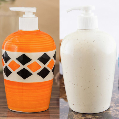 

Sforzi Ceramic soap dispenser combo 450 ml Lotion, Shampoo, Soap Dispenser(Multicolor)