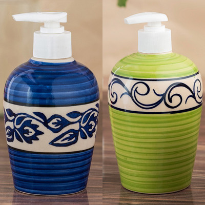 

Sforzi Ceramic soap dispenser combo 700 ml Lotion, Shampoo, Soap Dispenser(Multicolor)