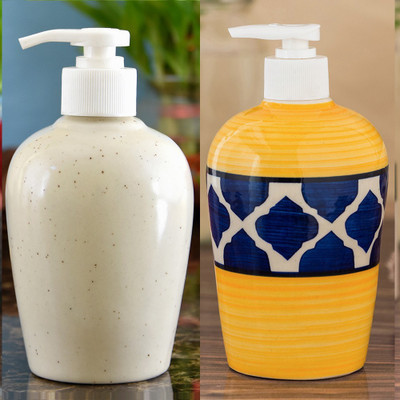

Sforzi Ceramic soap dispenser combo 700 ml Lotion, Shampoo, Soap Dispenser(Multicolor)
