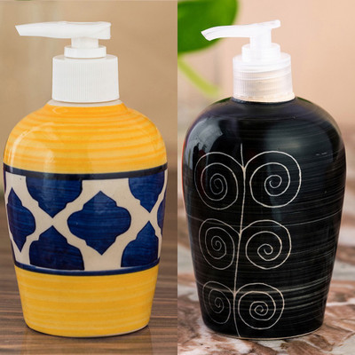 

Sforzi Ceramic soap dispenser combo 700 ml Lotion, Shampoo, Soap Dispenser(Multicolor)