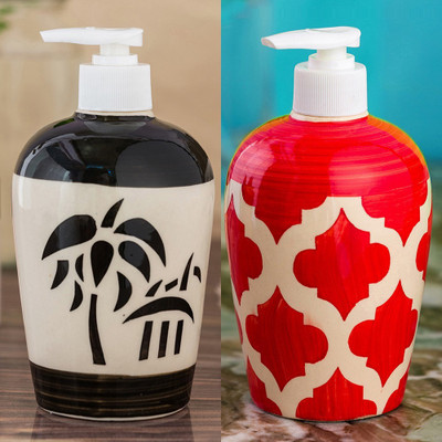 

Sforzi Ceramic soap dispenser combo 450 ml Lotion, Shampoo, Soap Dispenser(Multicolor)