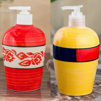 

Sforzi Ceramic soap dispenser combo 700 ml Lotion, Shampoo, Soap Dispenser(Multicolor)