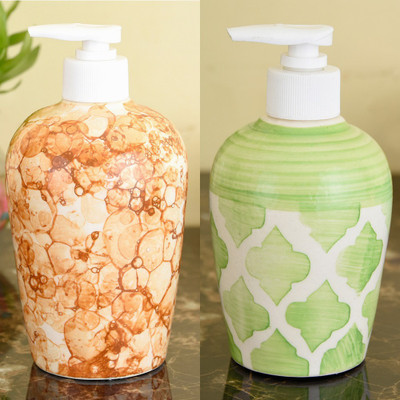 

Sforzi Ceramic soap dispenser combo 700 ml Lotion, Shampoo, Soap Dispenser(Multicolor)