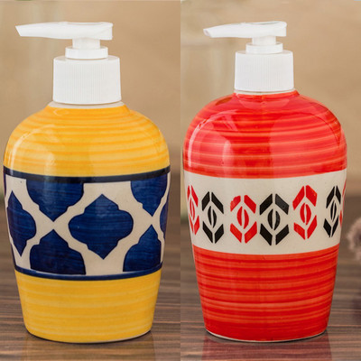 

Sforzi Ceramic soap dispenser combo 700 ml Lotion, Shampoo, Soap Dispenser(Multicolor)