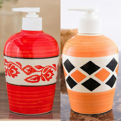 

Sforzi Ceramic soap dispenser combo 700 ml Lotion, Shampoo, Soap Dispenser(Multicolor)