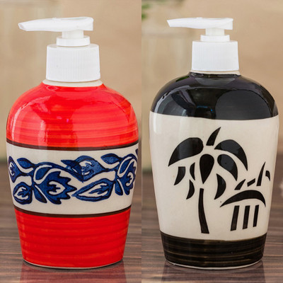 

Sforzi Ceramic soap dispenser combo 700 ml Lotion, Shampoo, Soap Dispenser(Multicolor)
