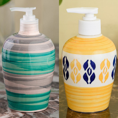 

Sforzi Ceramic soap dispenser combo 700 ml Lotion, Shampoo, Soap Dispenser(Multicolor)