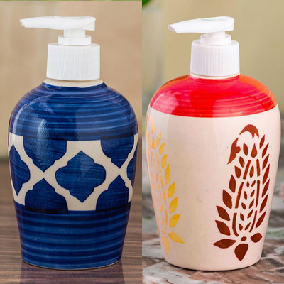 

Sforzi Ceramic soap dispenser combo 700 ml Lotion, Shampoo, Soap Dispenser(Multicolor)