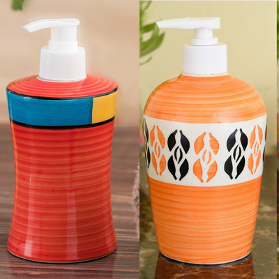 

Sforzi Ceramic soap dispenser combo 700 ml Lotion, Shampoo, Soap Dispenser(Multicolor)