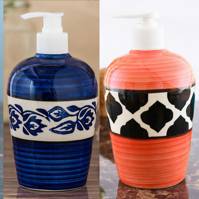

Sforzi Ceramic soap dispenser combo 450 ml Lotion, Shampoo, Soap Dispenser(Multicolor)